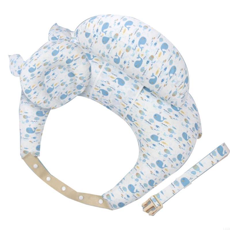coussin d'allaitement avec mini pillow et dossier petite baleine bleue