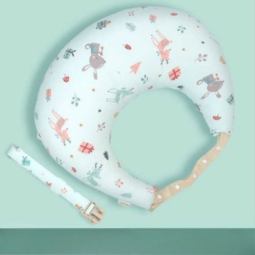 coussin d'allaitement bleu avec chevron babyluxo animaux