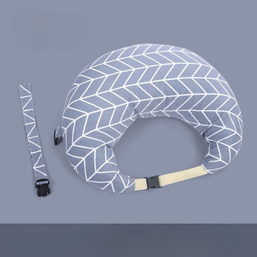 coussin d'allaitement gris avec lignes blanches BabyLuxo Blanc