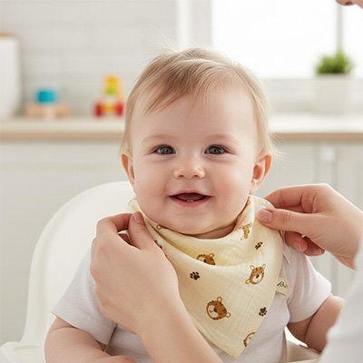bavoir-bandana-confortable-coton-doux-absorbant-ours
