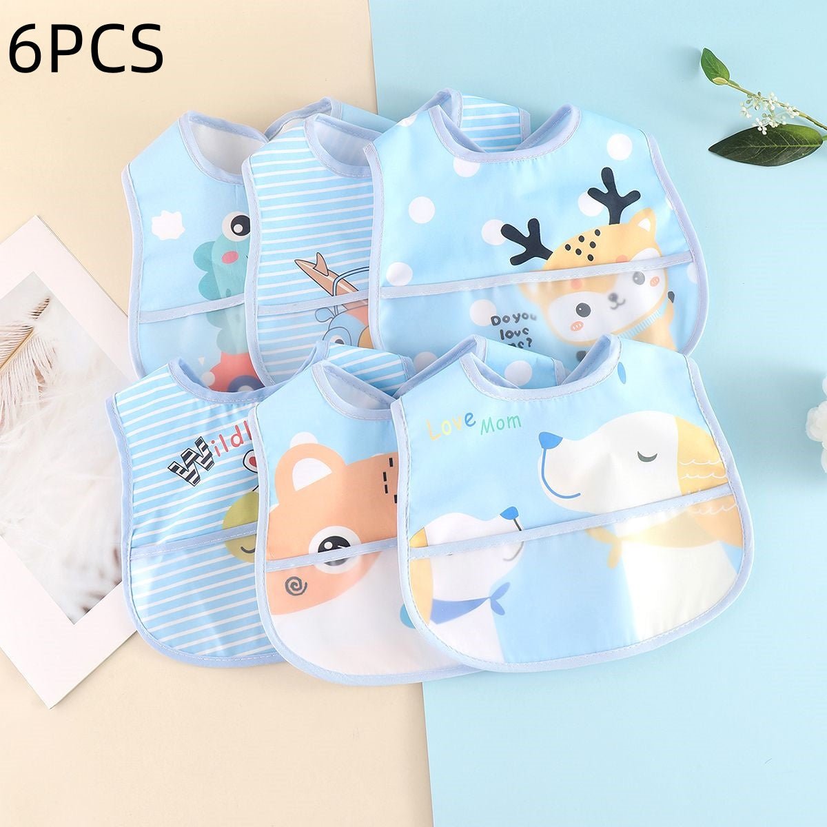 bavoir bébé à motif bleu fermeture ajustable à motif bleu lot de 6