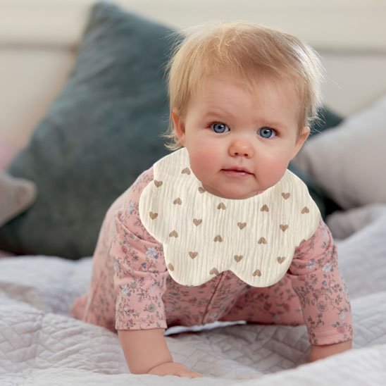 bavoir bébé absorbant-imperméable-multicouche-coton-ours-coeur-arc-en-ciel