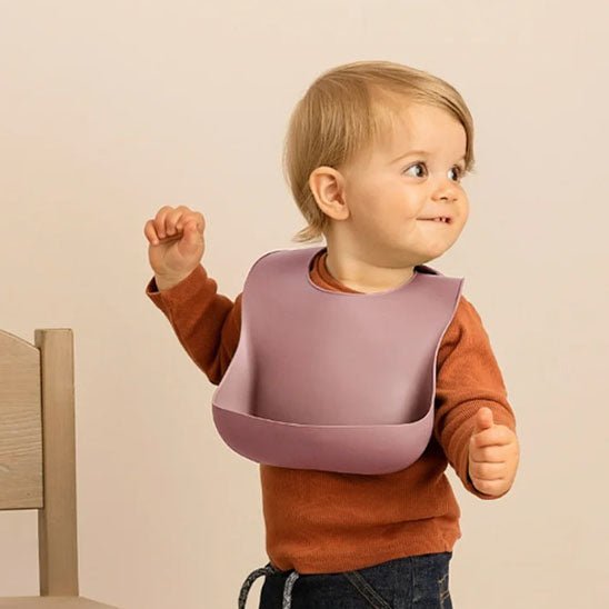 BAVOIR-BEBE-PRATIQUE-SILICONE-RÉUTILISABLE-PÊCHE-ROSÉ