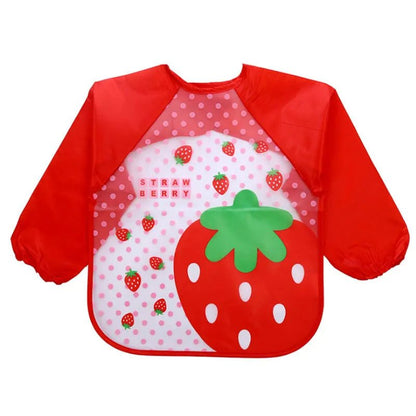 bavoir-imperméable-manche-longue-rouge-fraise
