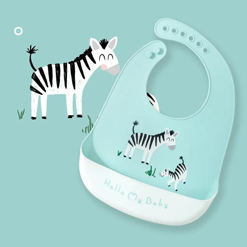 BAVOIR-POUR-BEBE-IMPERMÉABLE-SOUPLE-EN-SILICONE-ZÈBRE-BLEU