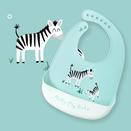 BAVOIR-POUR-BEBE-IMPERMÉABLE-SOUPLE-EN-SILICONE-ZÈBRE-BLEU