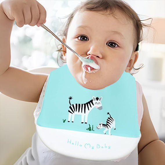 BAVOIR-POUR-BEBE-PRATIQUE-IMPERMÉABLE-SOUPLE-EN-SILICONE-ZÈBRE