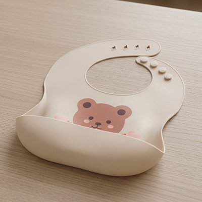bavoir-silicone-pratique-ergonomique-enclosure-ajustable-marron-clair