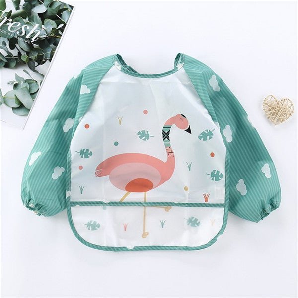 bavoir-tablier-bébé-imperméable-oiseau-vert