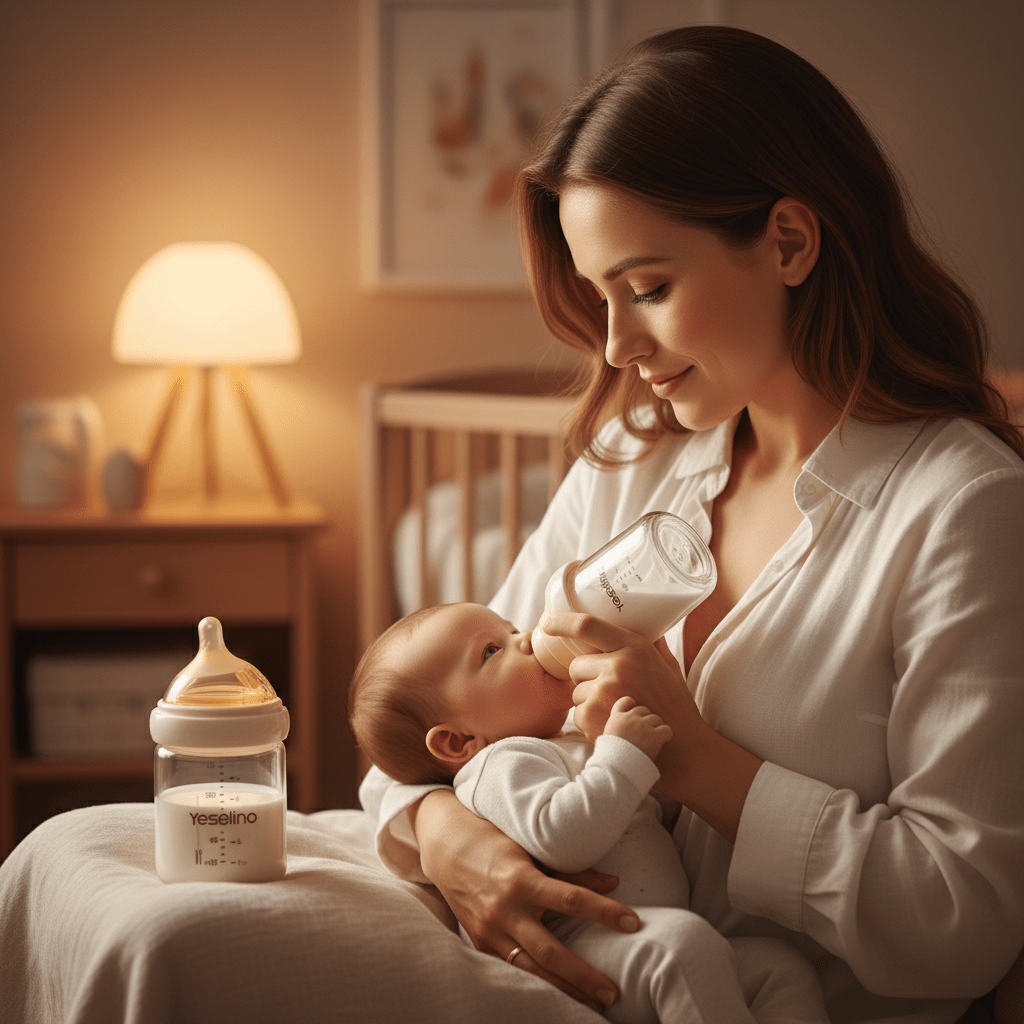 biberon-en-verre-main-maman-nourissant-bebe-la-nuit-anti-colique-youkebei-Blanc