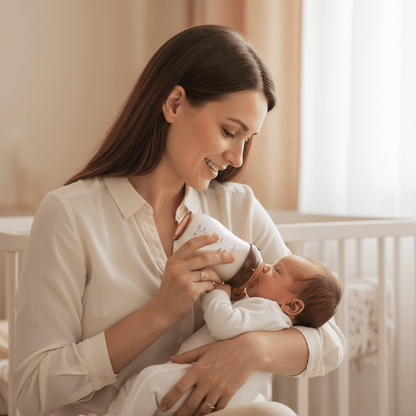 biberon-verre-bébé-buvant-dans-les-bras-de-maman-confortablement-anti-colique-résistant-brun