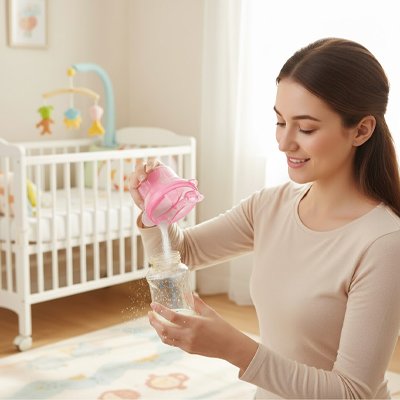 Boite lait en poudre fermeture hermétique maman renversant lait dans biberon chambre bébé
