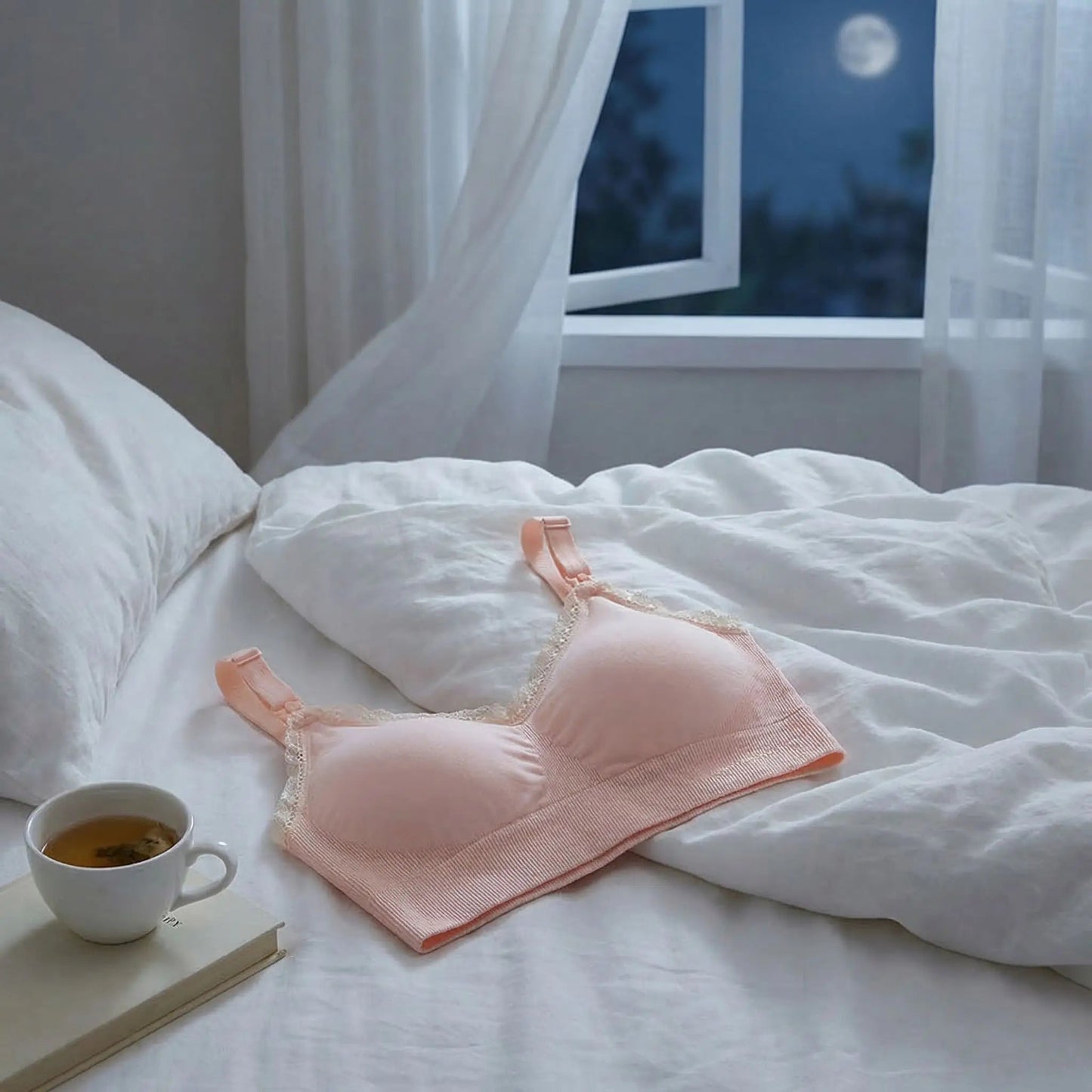 brassière  grossesse  sans  couture  et  confortable  confort  évolutif  dentelle  rose  clair