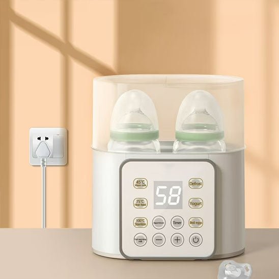 chauffe-biberon-fonction-maintien-au-chaud-double-stérilisateur-rapide-beige