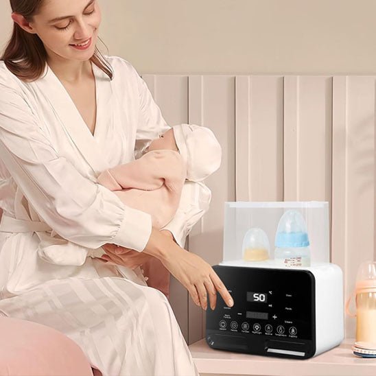 chauffe-biberon-intelligent-arrêt-automatique-stérilisateur-double-programmable-blanc