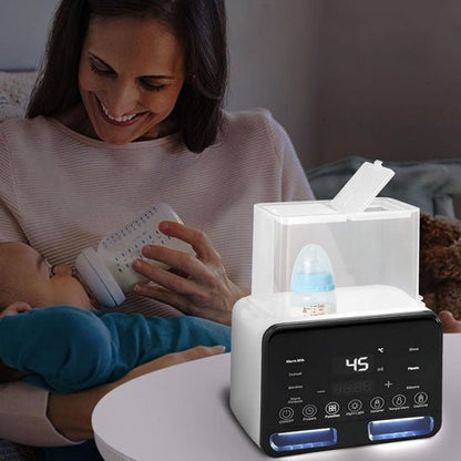 chauffe-biberon-système-anti-surchauffe-stérilisateur-double-programmable-blanc