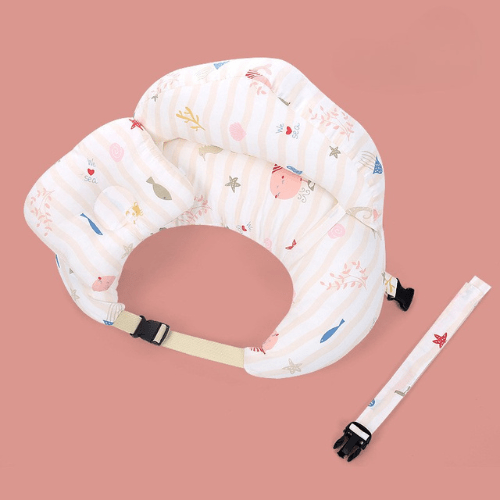 coussin allaitement blanc et rose avec mini pillow et dossier mer