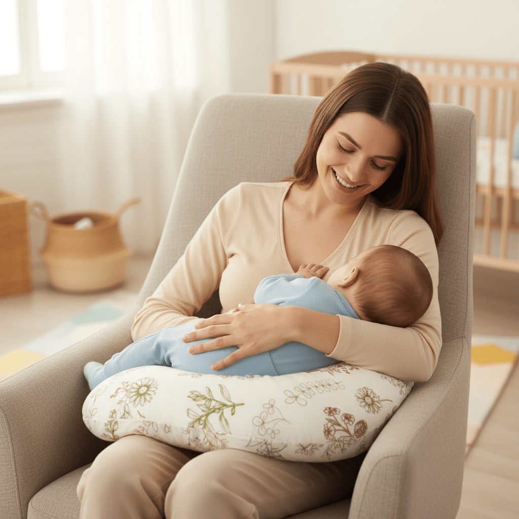 coussin allaitement confort et sérénité bébé et maman ErgoConfortBio Blanc