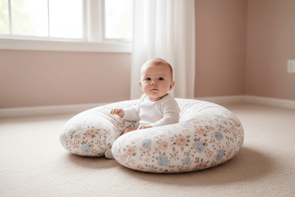 coussin allaitement soutenant bébé assis Eveilune Blanc Feuillage
