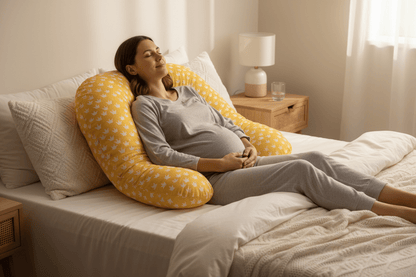 coussin allaitement soutenant femme enceinte détendue ErgoConfortBio Jaune