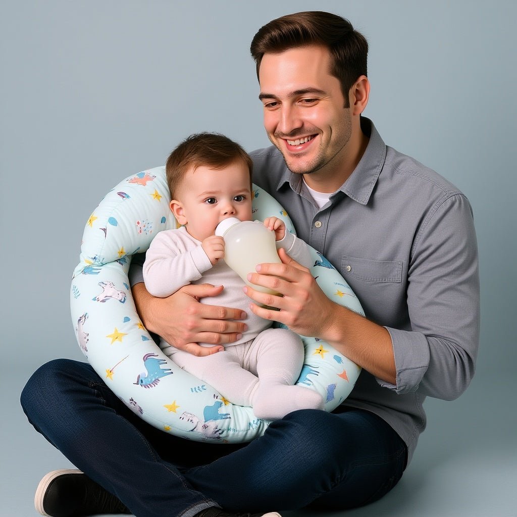 coussin allaitement support alimentation biberon Ergoliberty Bleu