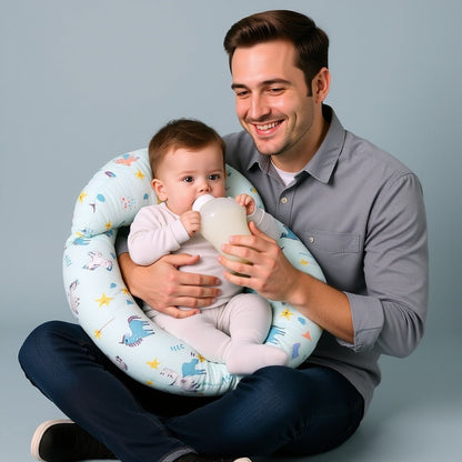 coussin allaitement support alimentation biberon Ergoliberty Bleu