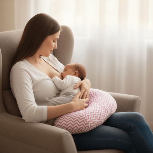 coussin allaitement support bébé hauteur idéale ErgoConfortBio Rose
