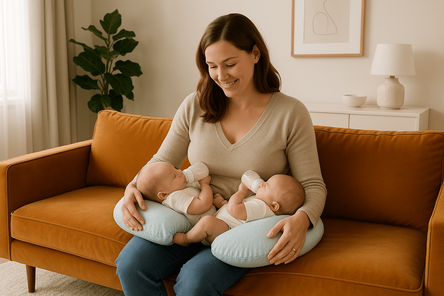 coussin d'allaitement double pour allaitement de jumeaux bambiny rose