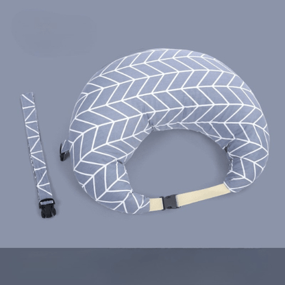 coussin d'allaitement gris avec lignes blanches BabyLuxo Blanc