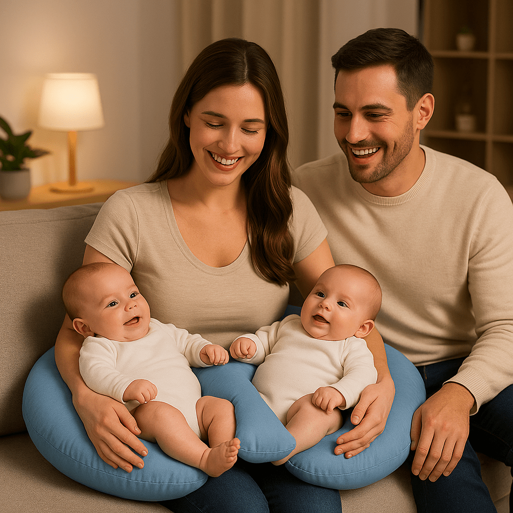 coussin d'allaitement hauteur idéale et soutien lombaire bambiny gris