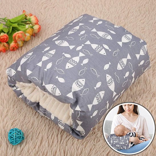 coussin d'allaitement petits poissons gris