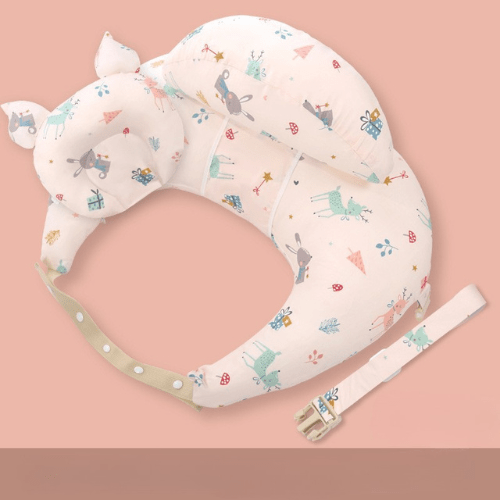 coussin d'allaitement rose avec chevrons serenimum animaux