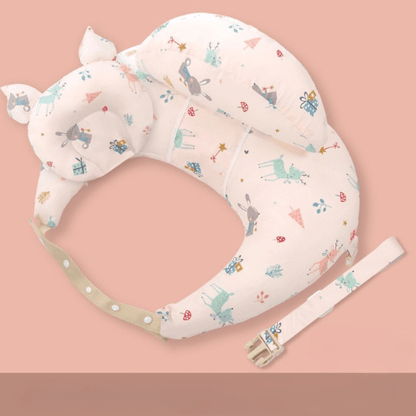 coussin d'allaitement rose avec chevrons serenimum animaux