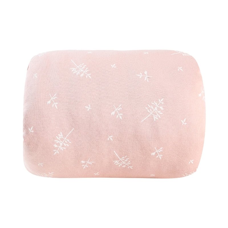 coussin d'allaitement rose avec feuilles blanches confort-maternité