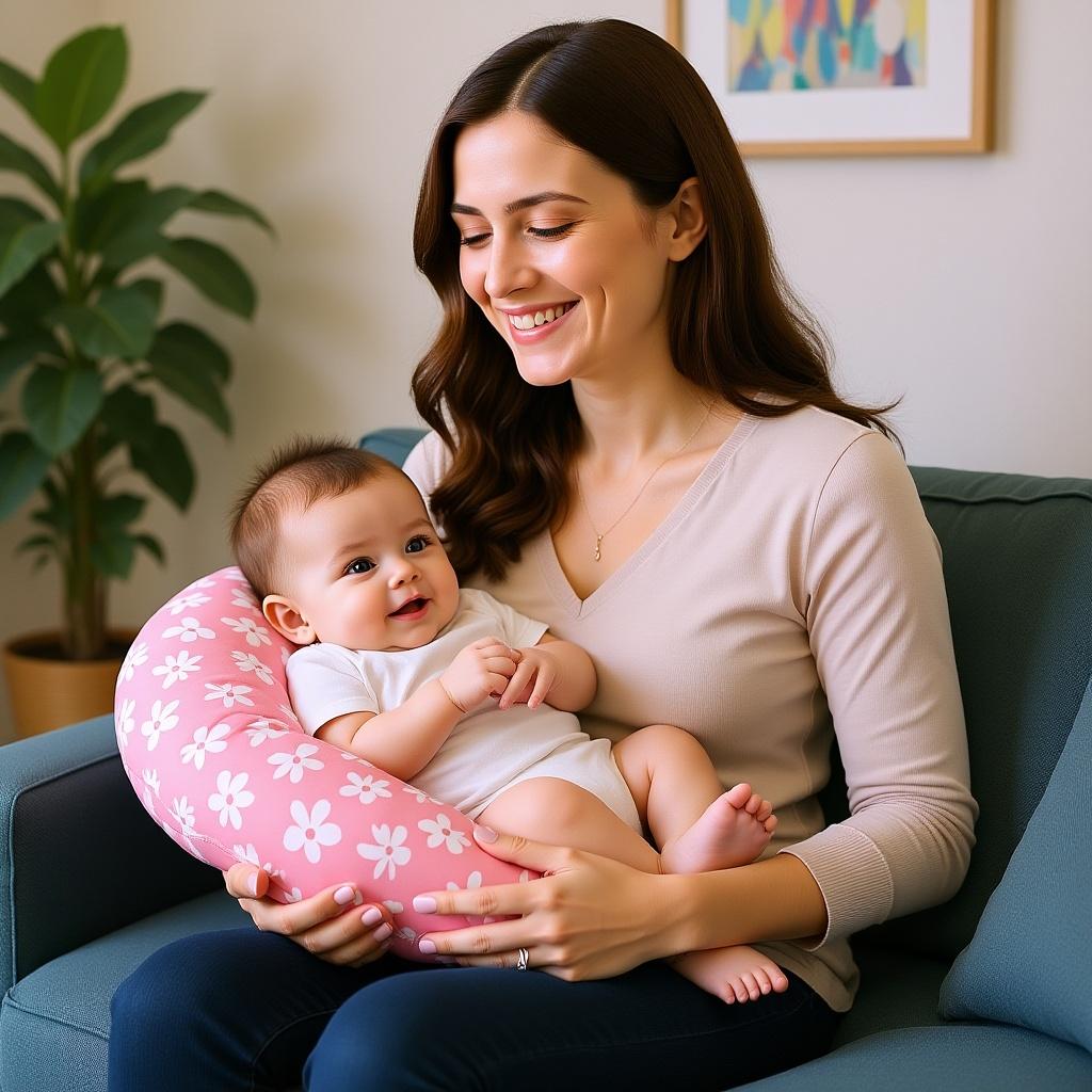 coussin d'allaitement zéro inconfort et hauteur idéale BabyLuxo Bleu