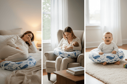 Coussin d'allaitement Serenimum baleine bleue 3 usages grossesse allaitement et  éveil de bébé