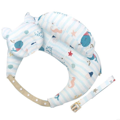 Coussin d'allaitement Serenimum grande baleine bleue avec bretelle de soutien