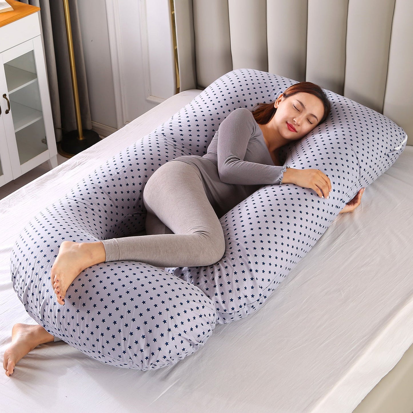 coussin de grossesse doux maman repos confortable J-Dormimaman Gris