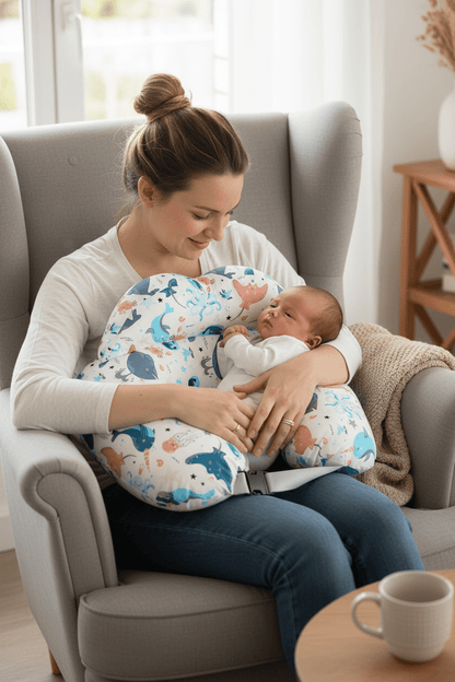 coussin de maternité moment tendre bébé et maman Nubbly Blanc