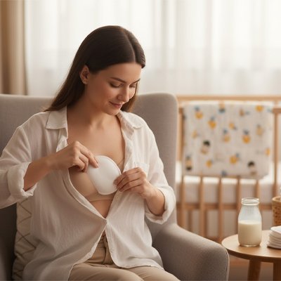 Coussinet d'allaitement facile d'utilisation et stable Eco-maman Blanc 4 pièces