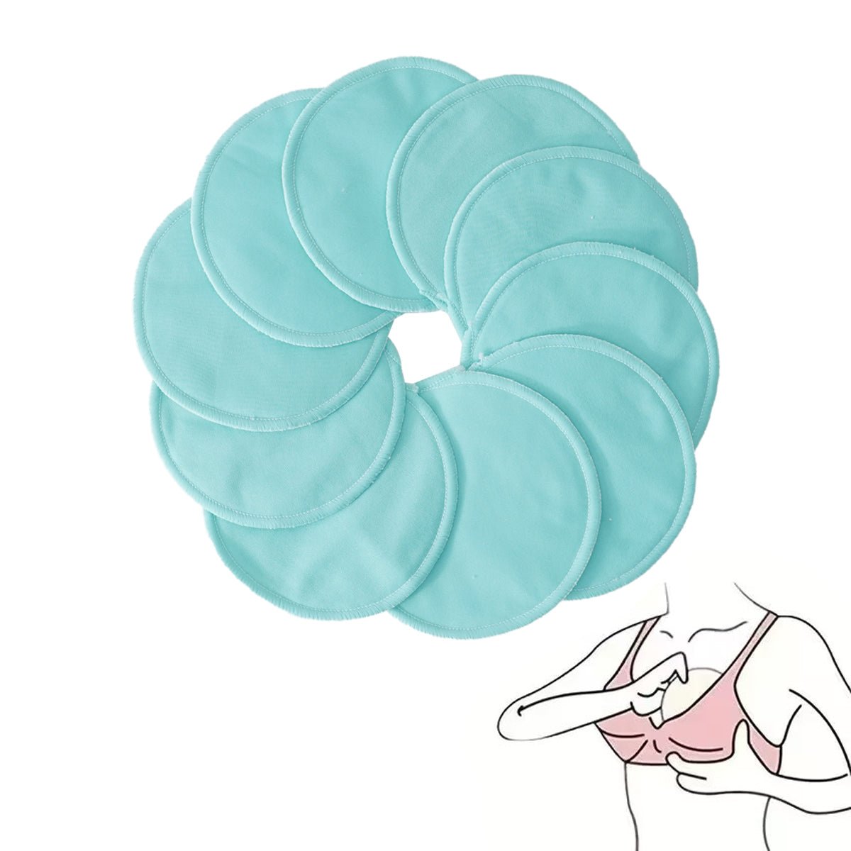 coussinets d'allaitement lavables bleu bambou ultra bleu lot de 10 