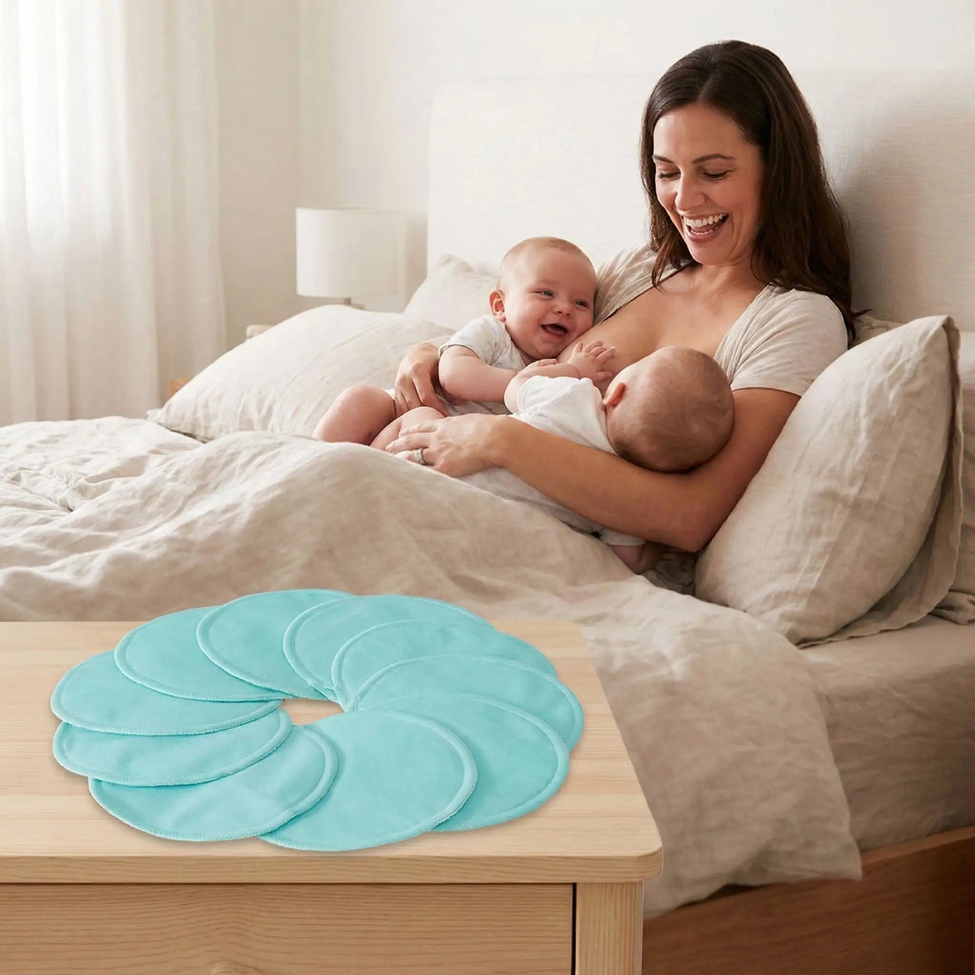 coussinets d'allaitement lavables et pratiques bambou ultra bleu lot de 10