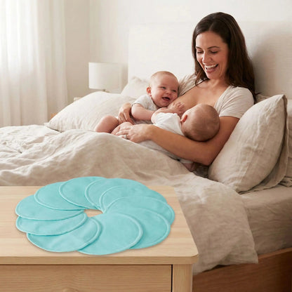 coussinets d'allaitement lavables et pratiques bambou ultra bleu lot de 10