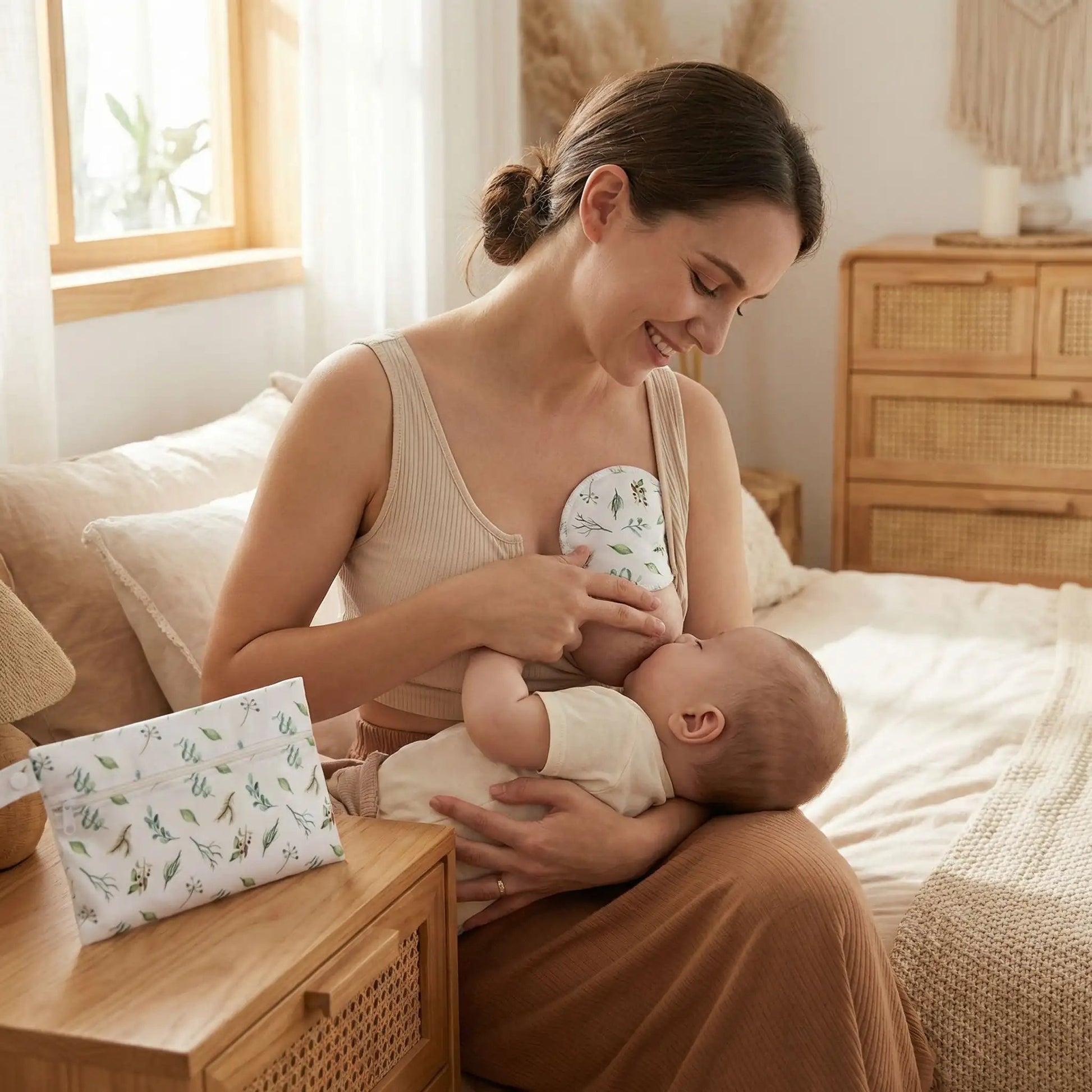 coussinets d'allaitement maman confortable allaitant bébé Bambouni Blanc