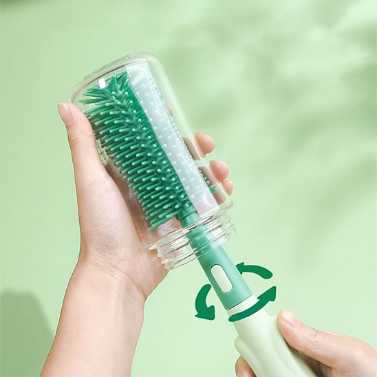 Goupillon base ventouse anti-dérapante nettoyant tous les recoins du biberon
