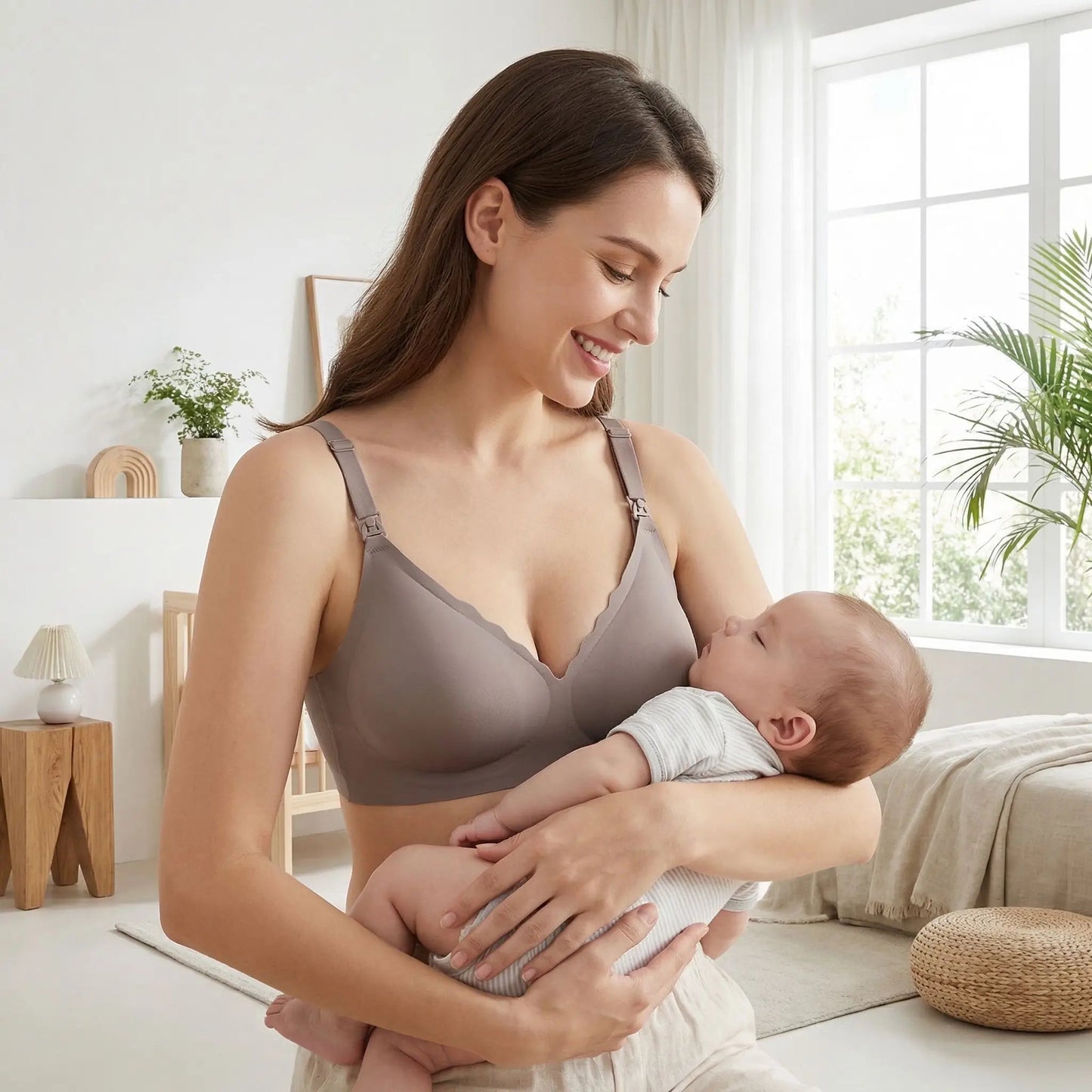 soutien  gorge  d'allaitement  gris  violet  sans  couture  et  confortable gris  violet