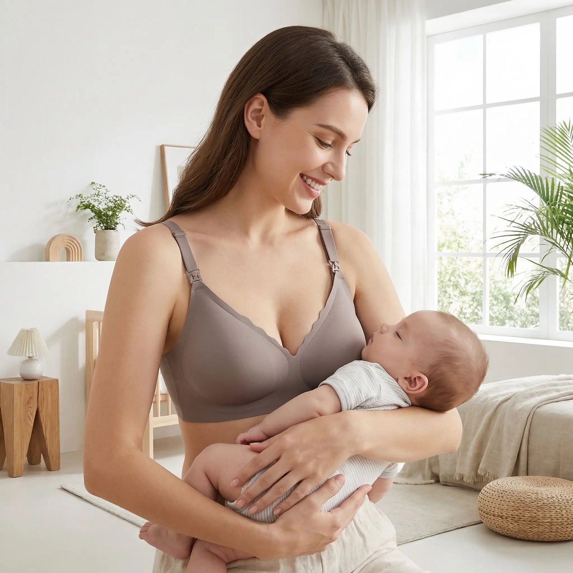 soutien  gorge  d'allaitement  gris  violet  sans  couture  et  confortable gris  violet
